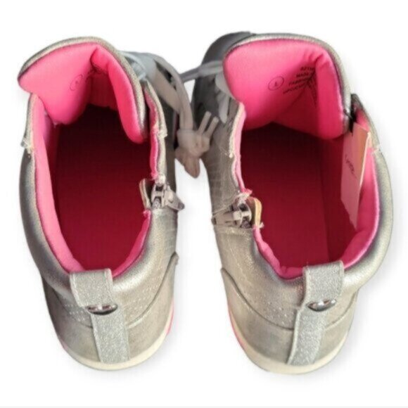 Retro Metallic Silver High top Sneakers Runners Women's 8 - Picture 7 of 9